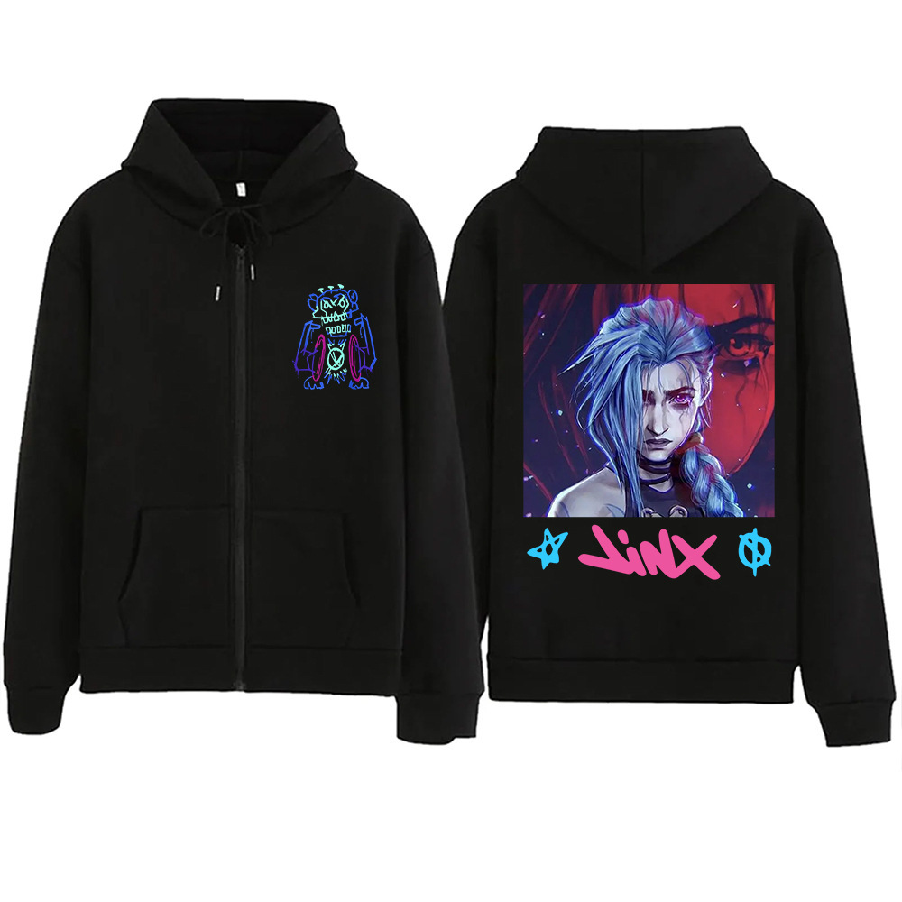Anime Arcane-Jinx Zipper Hoodie Setwear Game Lover Sweatshir