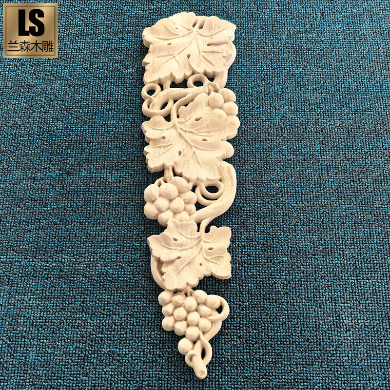 东阳木雕欧式浮雕竖向贴片镂空葡萄雕刻叶子贴花复古藤枝装饰木花