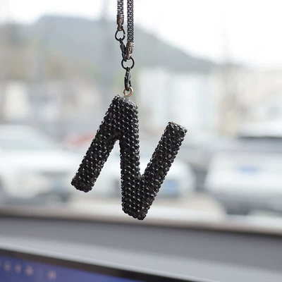 clay car interior accessories – Car hanging - n-letter-car-pendant-black