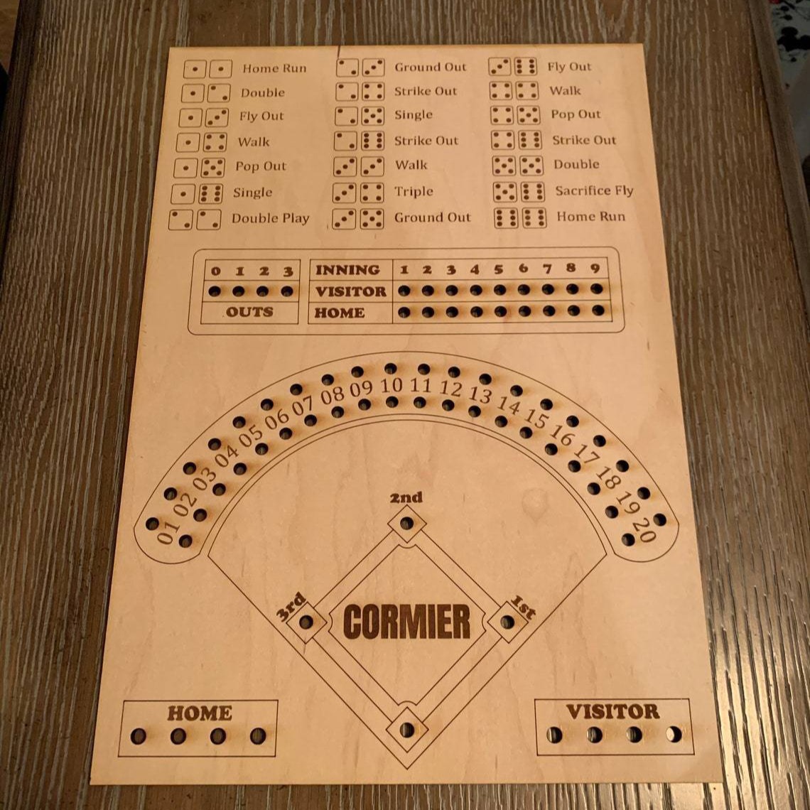 Juego de mesa de dados de béisbol de la estación independiente apoyos del partido del juego de mesa de dados de béisbol