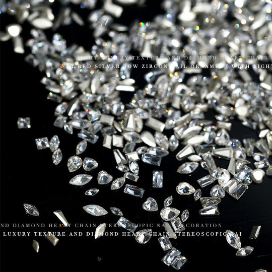 1440 Nail Art Accessories, a Whole Pack of Mini Beveled Flats-Bottomed Zircons, Transparent White Special-Shaped Piles of Diamonds, Sparkling Nail Art Diamonds