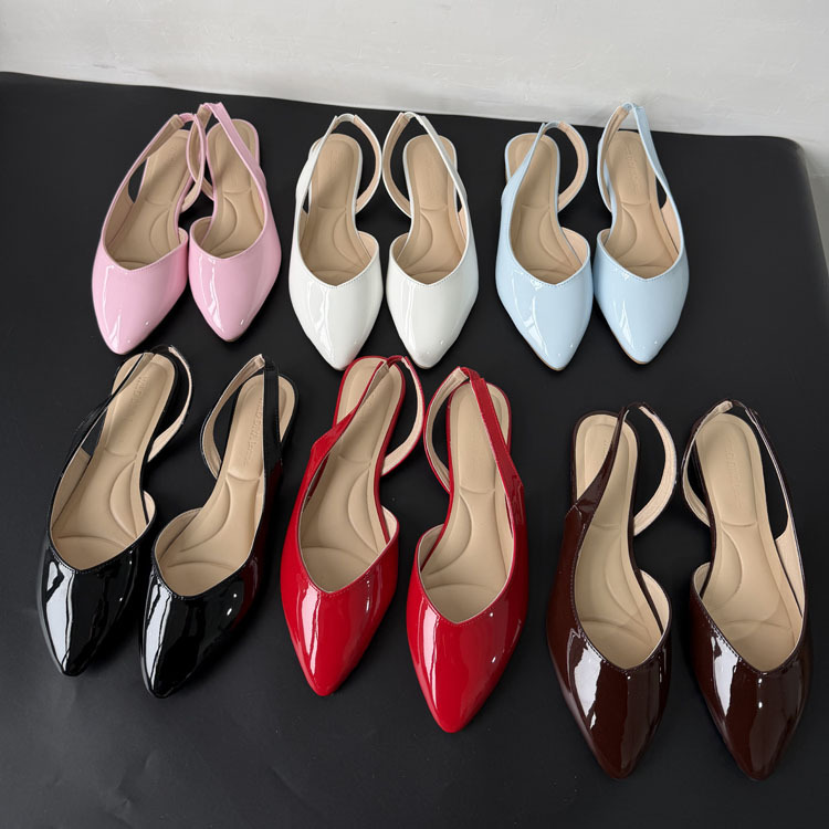 2025 New Patent Leather Pointed Toe Backless Flats for Women, Soft Sole Shallow Mouth Flat Sandals, Versatile Commuter Women's Shoes Wholesale 2025 New Patent Leather Pointed Toe Backless Flats for Women, Soft Sole Shallow Mouth Flat Sandals, Versatile Commuter Women's Shoes Wholesale