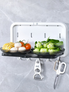 Kitchen dish storage rack multi-layer folding side dish storage rack household packing box punch-free wall hanging dish