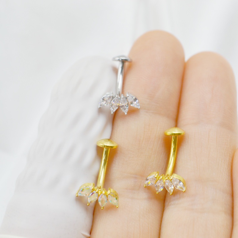 Zirconia Navel Piercing Ring Stainless Steel Belly Button Jewel_voghion.com