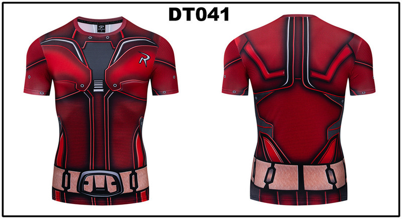 貿易アマゾンメンズアベンジャーズマーベルDC同服スポーツフィットネスストレッチ半袖Tシャツ|undefined
