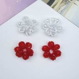 超仙手工米珠水晶编织花朵 diy胸花包包耳饰发饰服饰衣帽鞋花辅料