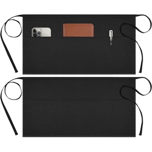 Amazon Cross-border Explosions Waiter Apron Black Waterproof Anti-fouling Restaurant Hotel Kitchen Work Half-length Apron