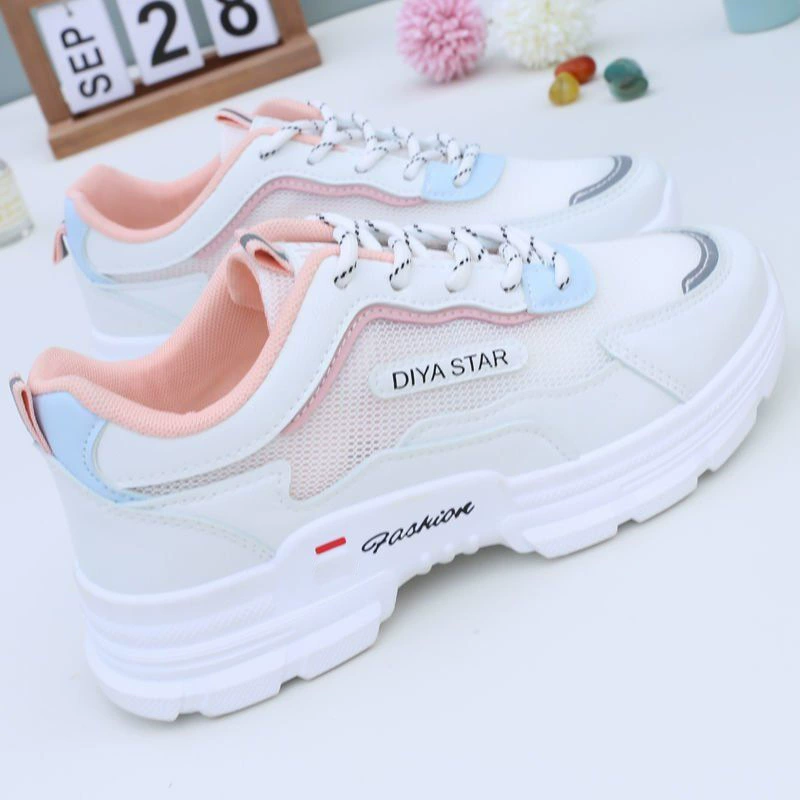 Сетчатая дышащая обувь папы для женщин 2024 новые осенние ins прилив корейская версия дикие виды спорта толстая подошва для увеличения кроссовок