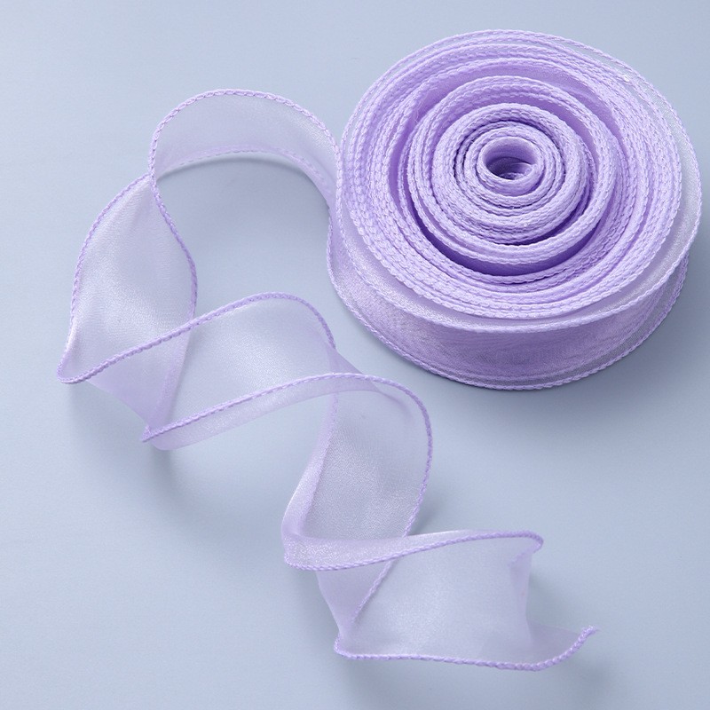 Fábrica al por mayor de color sólido gasa cinta arco nudo bolsa flor cinta copia borde gasa cinta flor embalaje fishtail hilo cinta