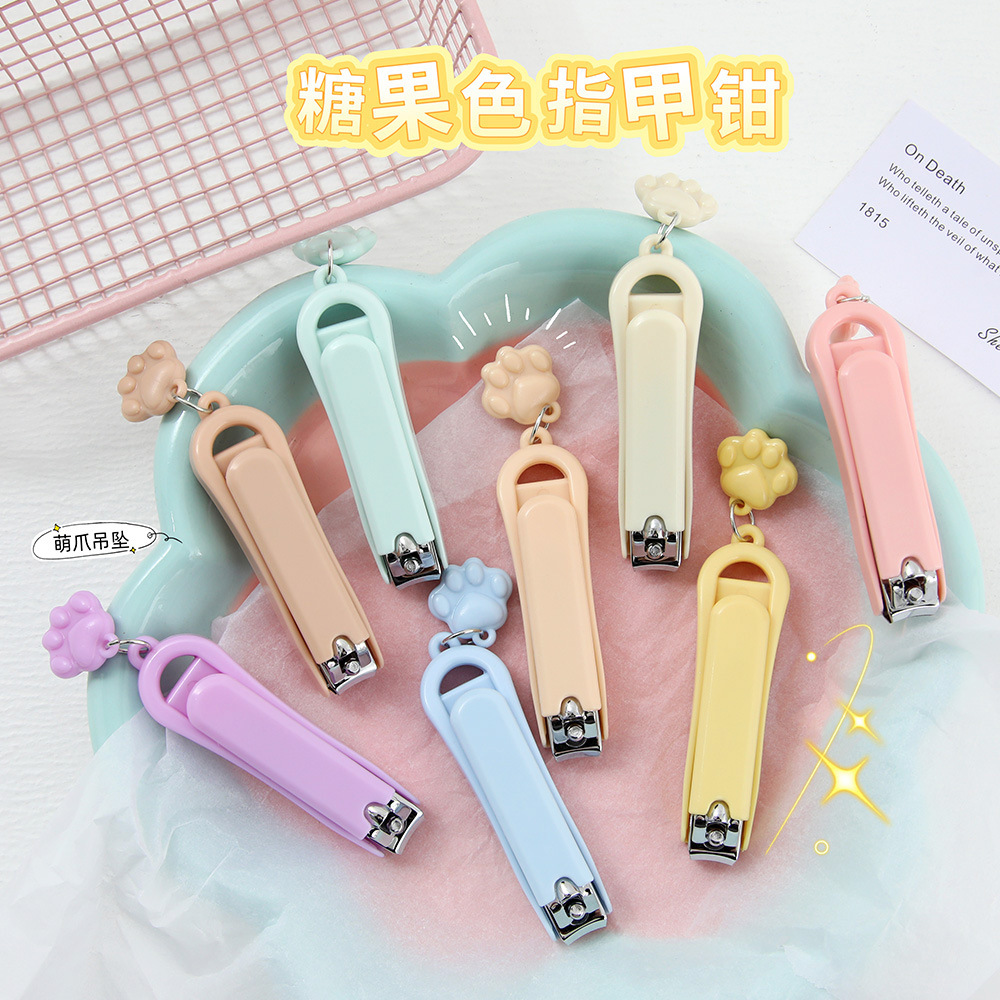 Cartoon Cute Cat Claw Pendant Nail Clipper Casual Candy Color Nail Clipper Folding Nail Clipper Manicure Manicure Tool
