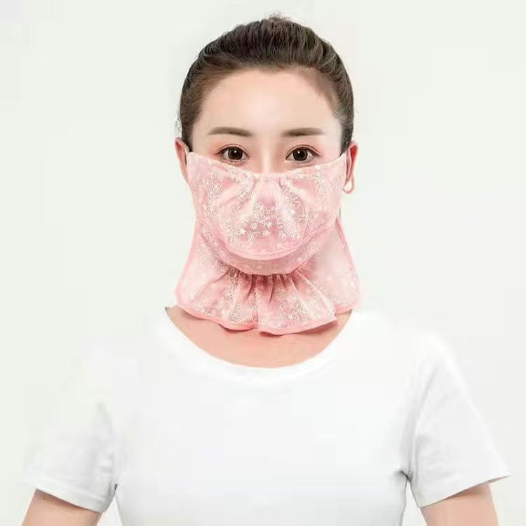 Women's Large-Sized Breathable Sun Protection Neck Scarf with Floral Windproof and Dust-Proof Opening for Outdoor Cycling