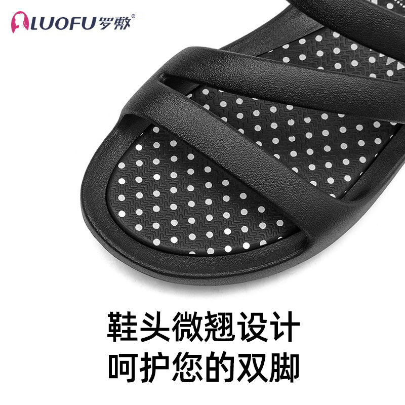 Luo Fu diseño original figura geométrica hebilla superior irregular fondo plano casual sandalias Boken zapatillas madre suave