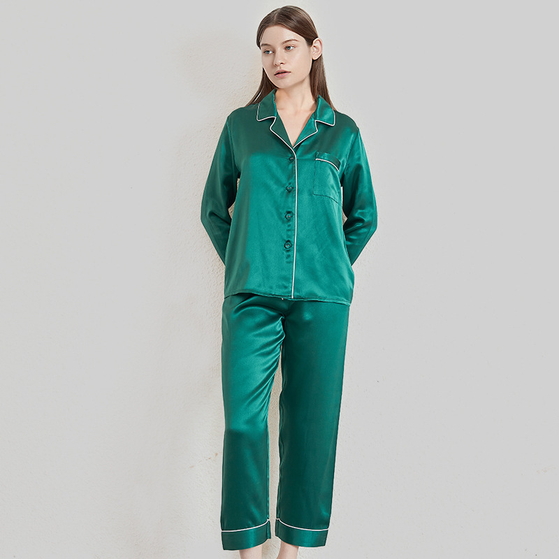 ギフト推奨蝶刺繍シルクパジャマ女性のための新しいスタイル 19 Mumi シルクホーム服桑シルクパジャマセット|undefined