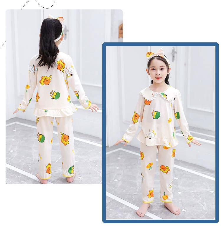 Children Long Sleeved Pajamas Set Spring Autumn Home Clothing For Girls Cotton Tops+Pants 2pcs Pyjamas Kids Underwear Outfits pajama sets bamboo	