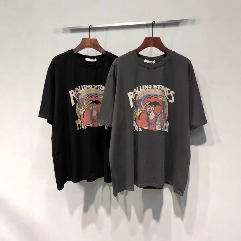 South Korea's Dongdaemun Pure Cotton Large Size New Age-Reducing Band Print Pattern Loose American Short-Sleeved T-Shirt Women's Summer Trend