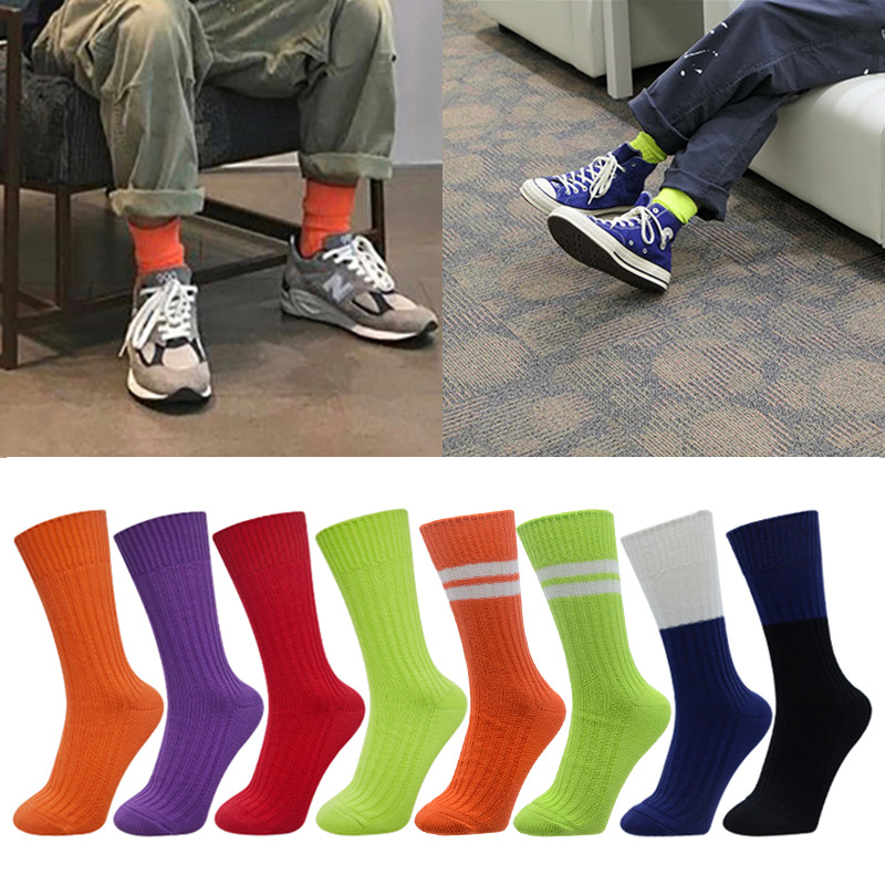 European and American Simple Multi-Color Men's and Women's Warm Mid-Calf Thick Line Socks for Couples Sports and Leisure Pile Socks Cross-Border Socks Wholesale