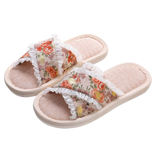 New linen slippers for girls and children, Korean version  wear-resistant, non-slip, sweat-absorbent, breathable cotton and linen slippers for home use