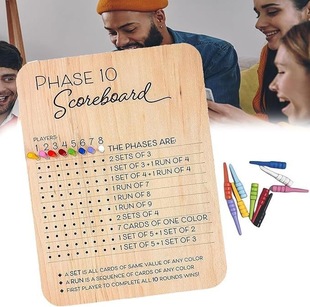 Cross-Border Phase 10 Score Board Wooden Phase 10 Scoreboard Scoreboard Round Tracker