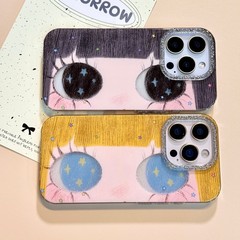 可爱涂鸦星星大眼睛适用苹果16promax闪粉iphone15创意14手机硬壳