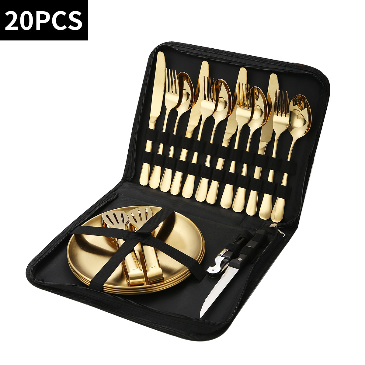 사각 블랙백 20종 세트 [골드 식기]