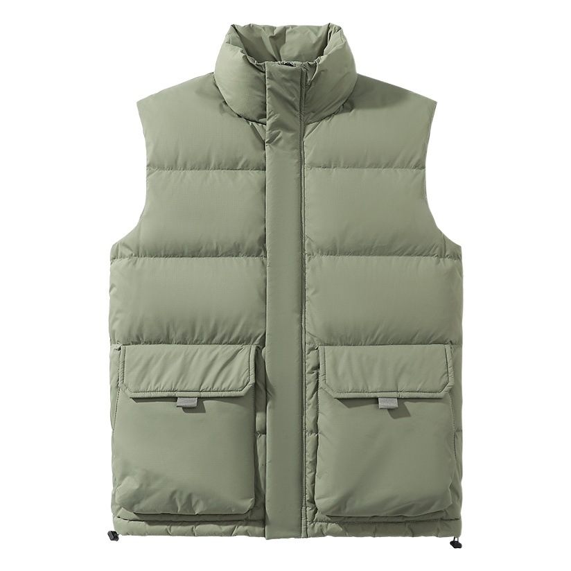 Autumn and Winter Thickened down Vest with Printed Text, Winter Warm Vest, Workwear, Stand-Up Collar Vest Jacket, Custom Logo