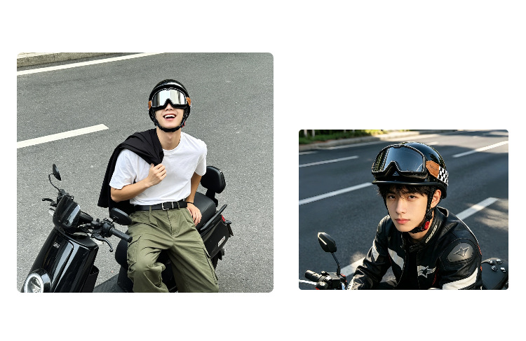 Retro Helmet for Cruising Motorcycles, Summer Half Helmet for Men, Ultra-Light Electric Motorcycle 3C Safety Helmet