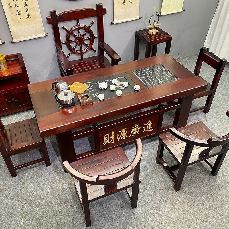 老船木茶桌椅组合客厅泡茶台办公室会客实木茶桌茶具全套套装