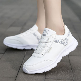 Cross-border women's shoes leather waterproof sneaker lightweight soft bottom casual running shoes student White shoes women's shoes
