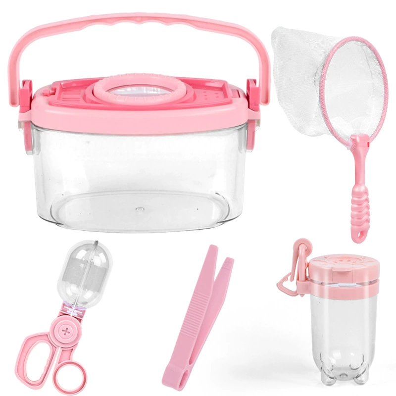 Детская розовая портативная коробка для насекомых, походная посылка для приключений на открытом воздухе, посылка для ловли насекомых, кормления насекомых, наблюдения за кабиной, оптовая продажа