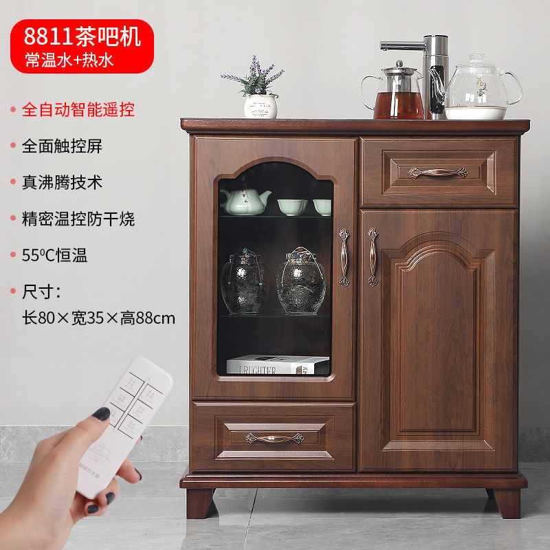 Máquina de té inteligente de madera maciza totalmente automática de suministro de agua tipo cubo de agua vertical tipo baja máquina de beber de agua caliente y fría doméstica