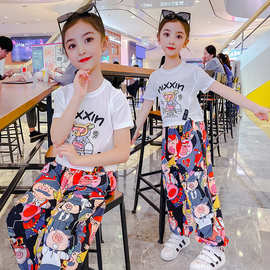 女童短袖套装2025夏季新款儿童薄款12洋气中大童防蚊裤运动两件套