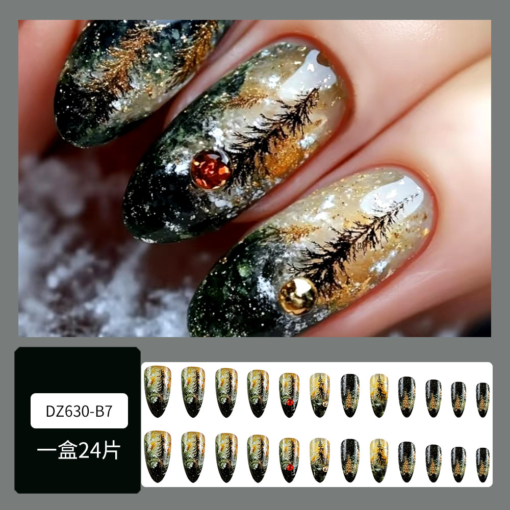 Bosque Oscuro parche de uñas de diamantes, parche de uñas de diamantes de polvo brillante, chicas calientes transfronterizas que usan parches de uñas
