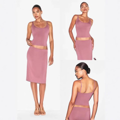 スカムズ・カーダシアン同風 SMOOTH LAYERS CAMI ストレッチ シンプルスタイル ノースリーブ キャミソール