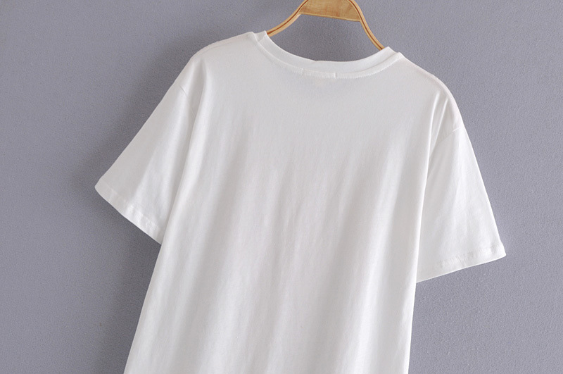 round neck short sleeve statue print T-shirt NSAM32411