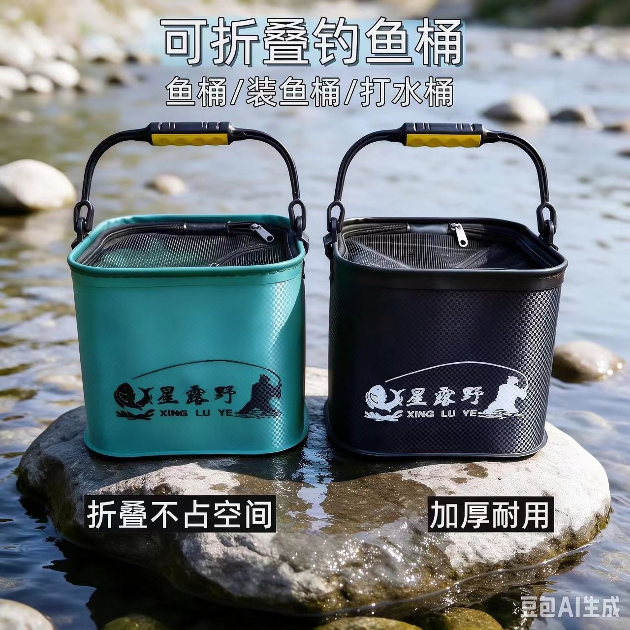 Fishing bucket, foldable multifunctional portable bucket, fish protection container, outdoor fish box, portable live fish bucket, fishing bucket