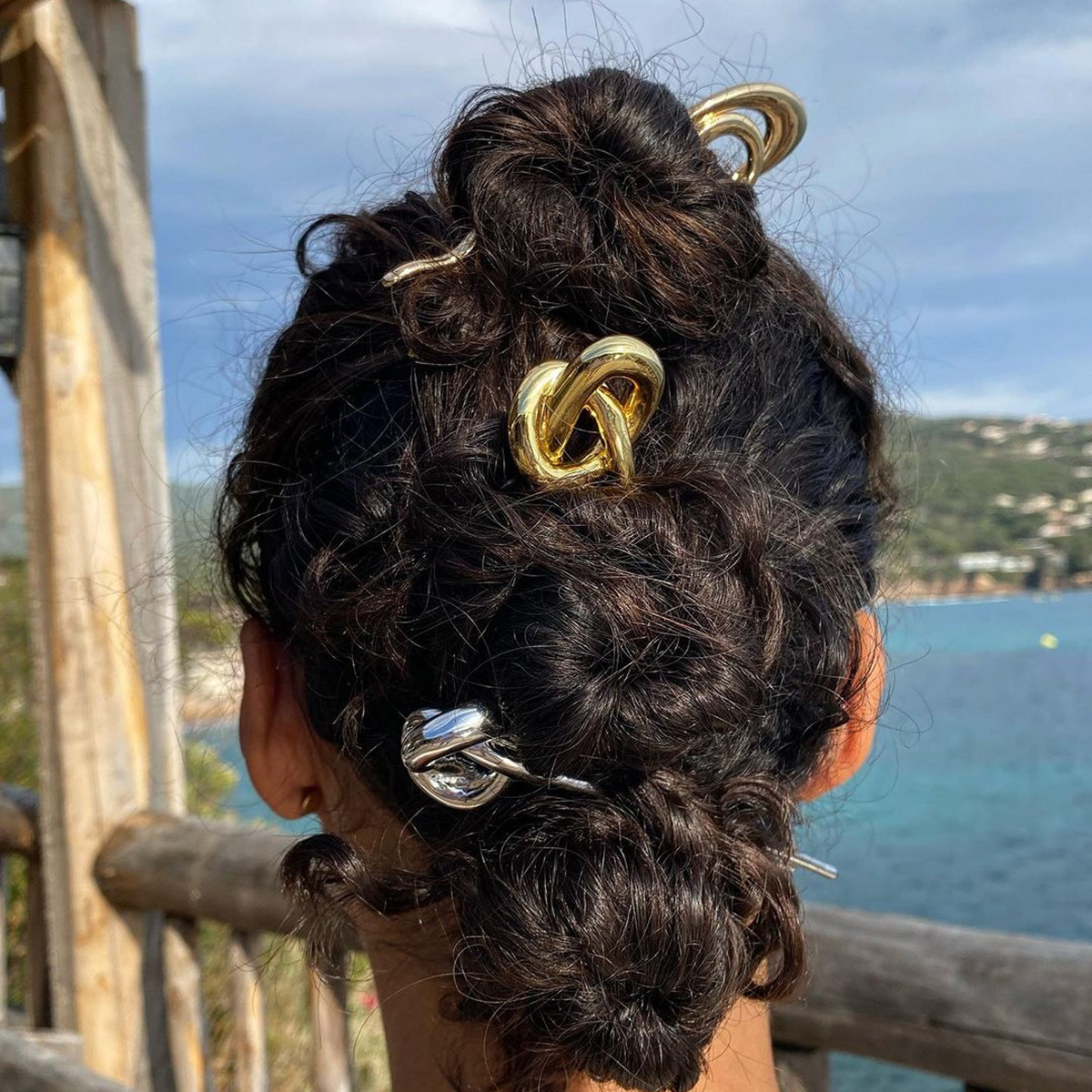 Europa y los Estados Unidos transfronterizos cabello universal simple temperamento de cabello de acero inoxidable oro 18k joyería cabello largo en forma de U