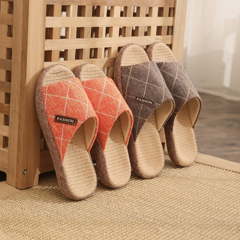 нескользящие тапочки для пожилых людей, сухожильная подошва, бесшумный хлопок, льняные и льняные тапочки для домашнего использования, мужской домашний пол, женские прохладные и удобные