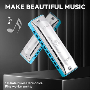 Magician Conjurer 10-Hole Blues Harmonica Instrument Factory Direct Sales Professional Playing Wind Instrument