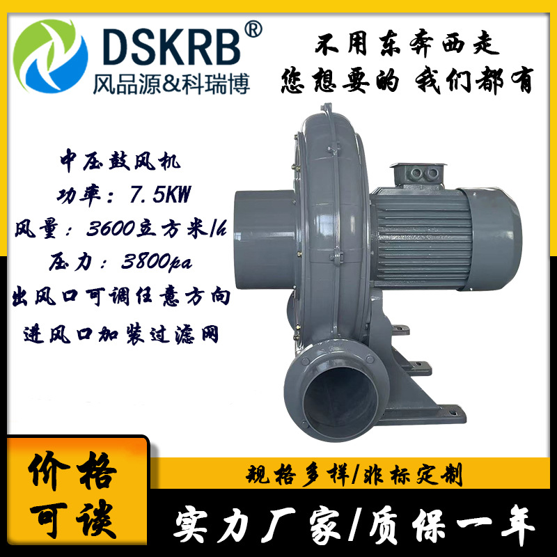 吸锯末中压离心风机茶叶机器用透浦式中压风机吸塑料颗粒蜗牛风机