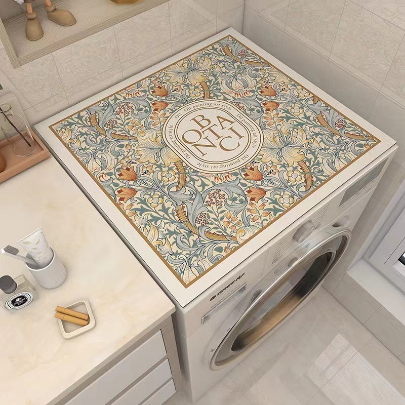 American-Style Floral Household Washing Machine Cover Mat, Microwave Dustproof Mat, Refrigerator Top Mat, No-Wash Anti-Scalding Heat Insulation Mat