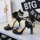7251-H108M Versatile Waterproof Platform High Heels for Daily Use, Women's Bow One Button Open Toe Sexy Thin Heel Sandals