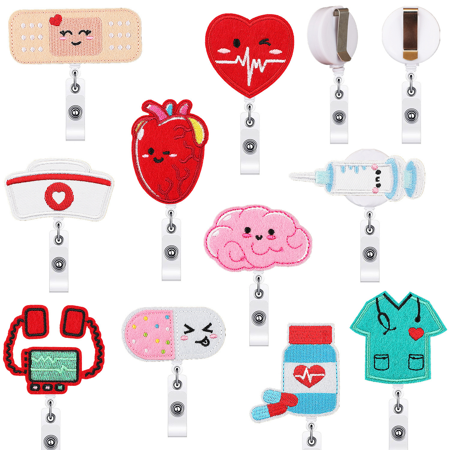 Enfermera Insignia fácil tirar hebilla bordado pegatinas de tela jeringa de dibujos animados parche pegatinas bolas de medicina equipo bordado etiqueta planchado image 1