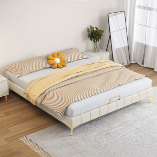 Tatami bed non-bedside technology cloth bed 1.8 m small apartment master bedroom double bed Internet celebrity light luxury rib bed