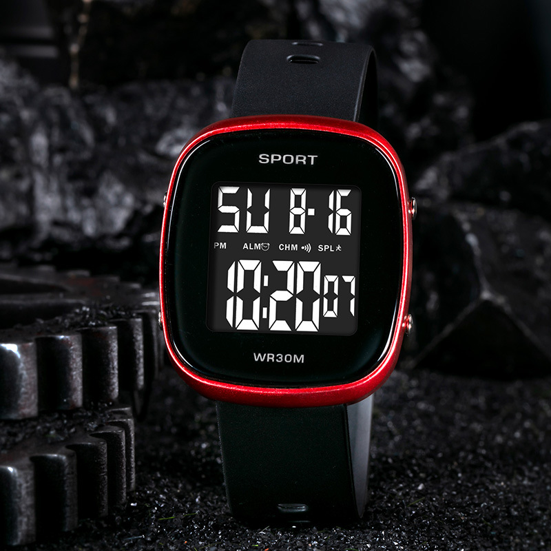 Moda cuadrada multifuncional alarma de escuela secundaria al aire libre cronómetro de luz nocturna reloj electrónico al por mayor