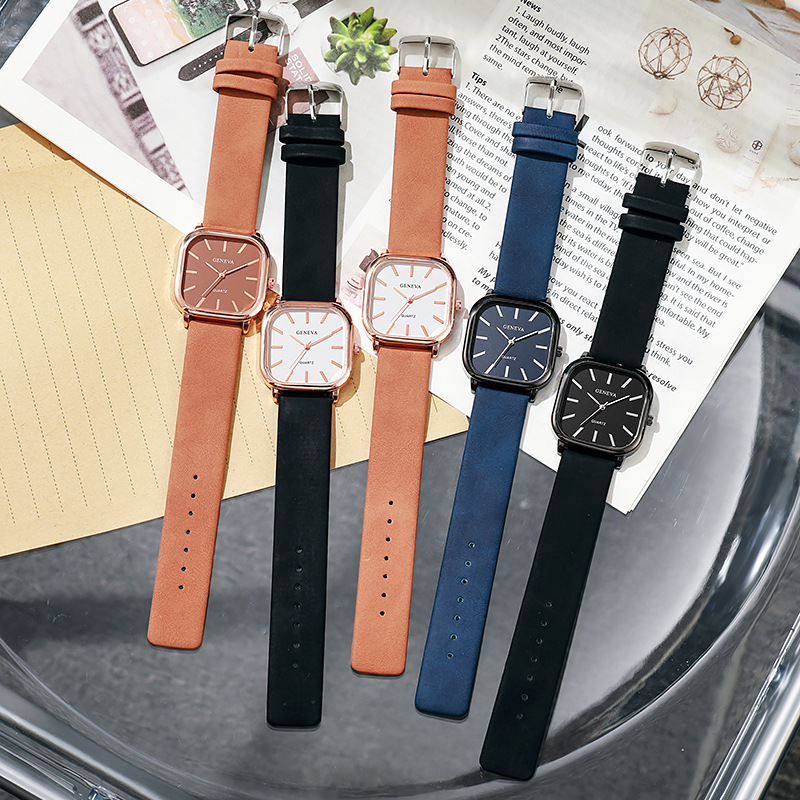 22 nuevos estilos estudiantes hombres y mujeres reloj cinturón estilo coreano temperamento simple estilo ins simple reloj de cuarzo cuadrado