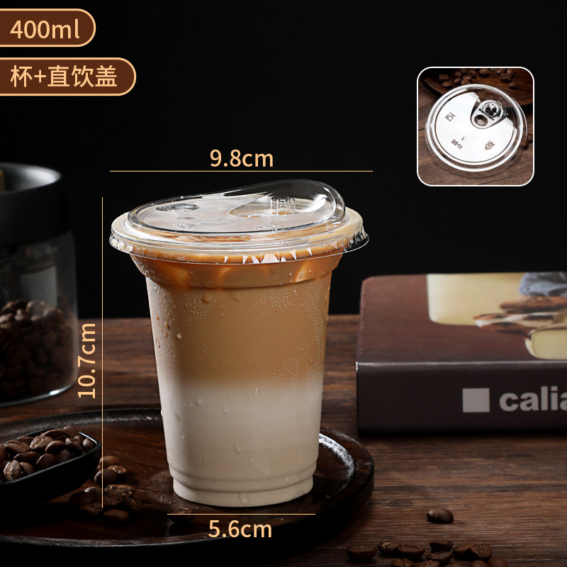 Vasos desechables transparentes con tapa y pajita para bebidas