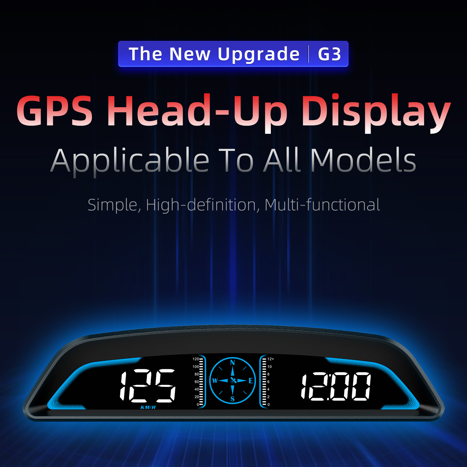 Hud Head-Up Display Gps Universal Head-Up Display High-Definition Hud Speedometer Warning Device Exclusively for Cross-Border Sales
