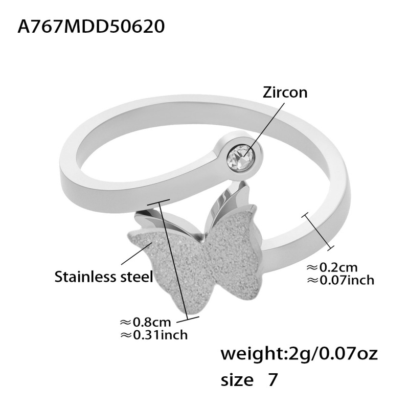 Mili 18K ゴールド立体蝶ネックレスリングイヤリングクロスボーダーヨーロッパとアメリカの軽い高級チタン鋼レディースセット色あせしません|undefined