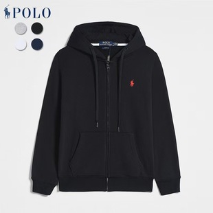 Spring and Autumn Zipper Long-Sleeved Sweatshirt Men's Casual Zipper Solid Color Embroidered Pony Logo Zipper Cardigan Jacket