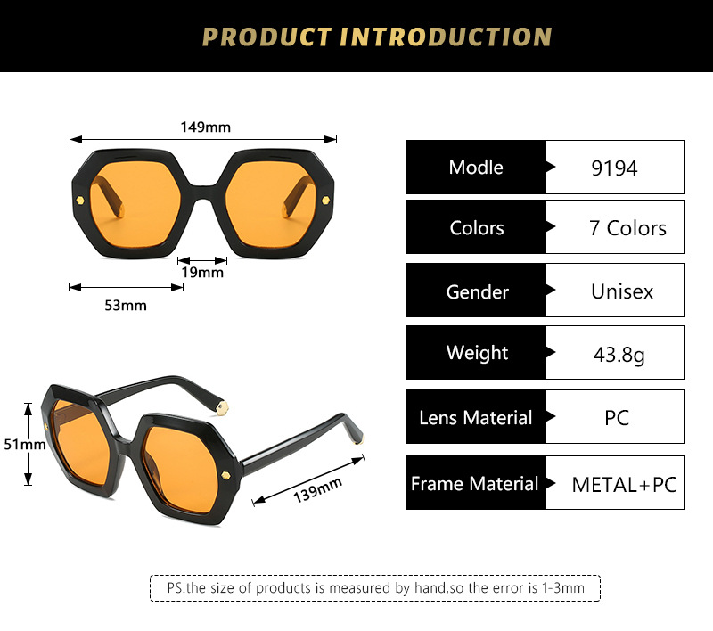 Polygon Glasses Style Travel, Daily Occasion Fashion Hexagon PC UV400 Protection Polygon Full Frame Women's Sunglasses